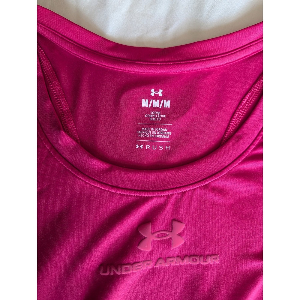 Under Armour Rush Pink Racerback Loose Fit Performance Tank Top Womens Medium - Picture 3 of 4